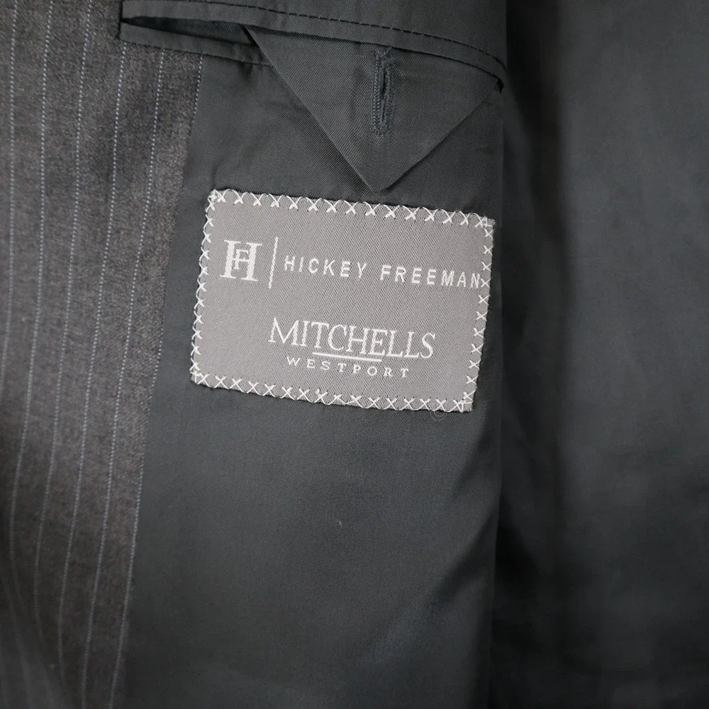 Hickey Freeman Sport Coat Mens 44L Wool Pinstripe Mitchells Westport Business